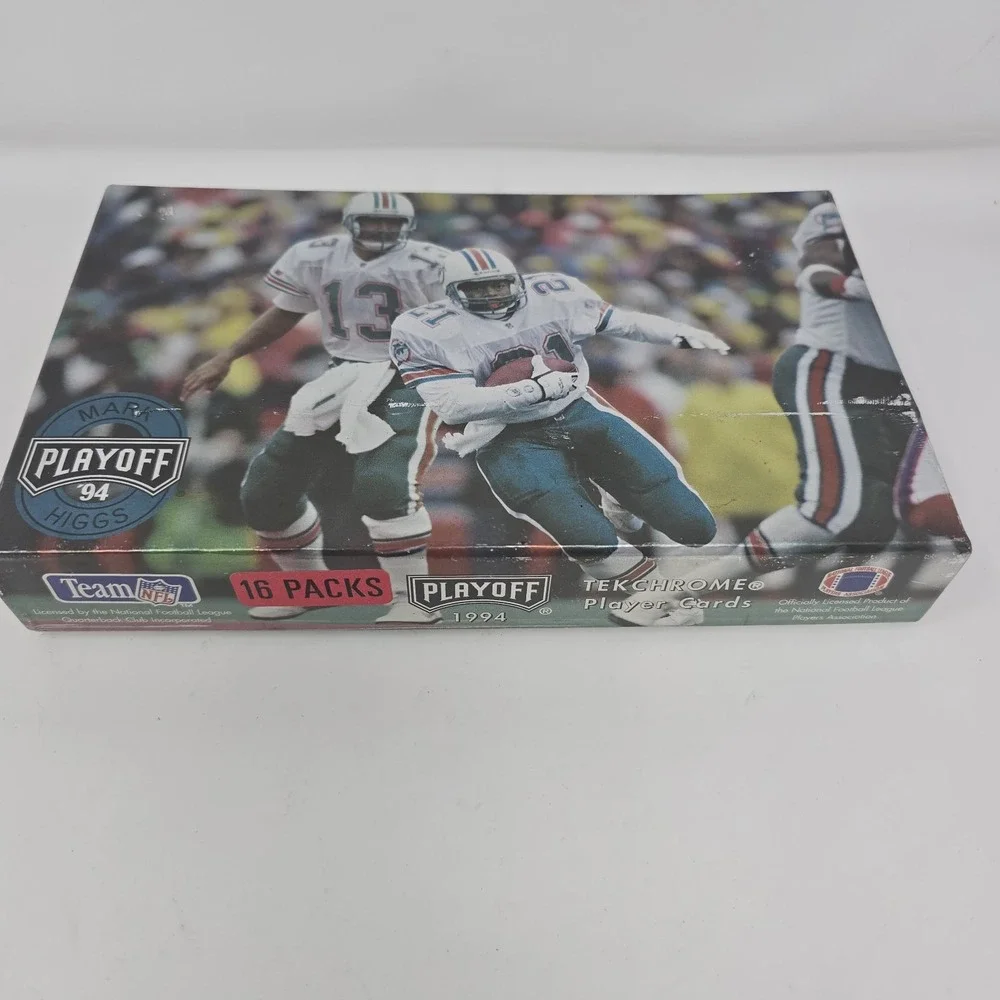 1994 Playoff Football Card Display Box with‎ Around 100 Cards.