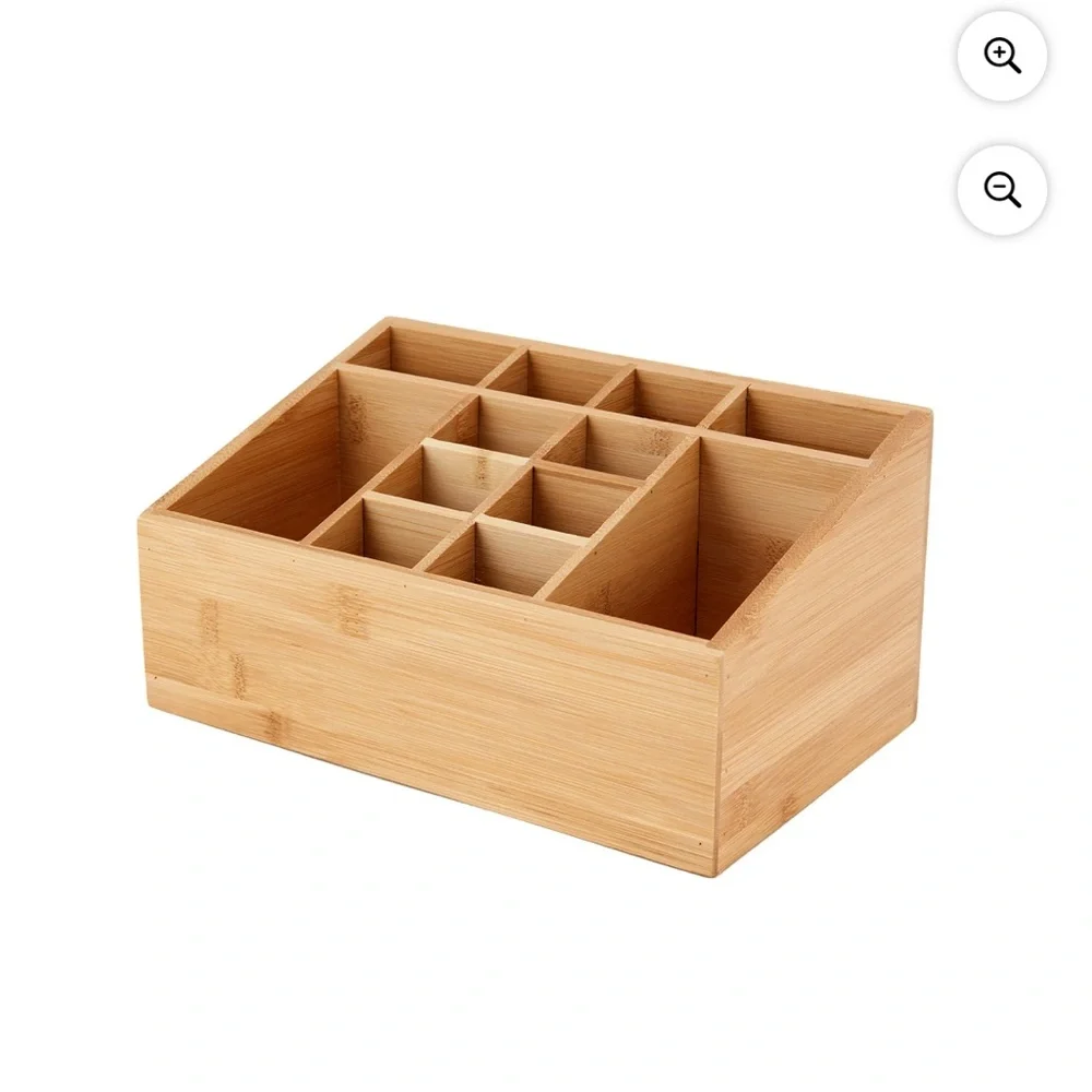 12 Compartment Bamboo Bath Storage Tray - Brown