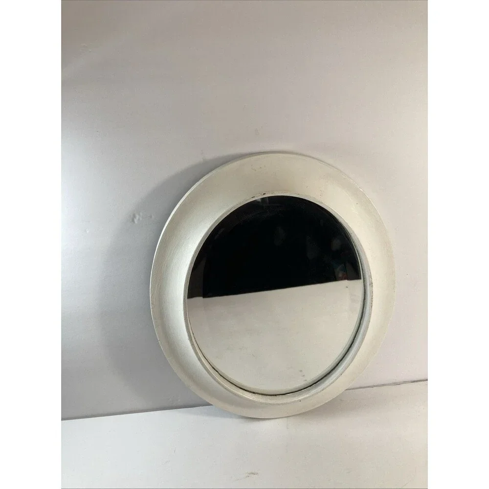 Vintage White Beveled Oval Mirror 12” X 10”.