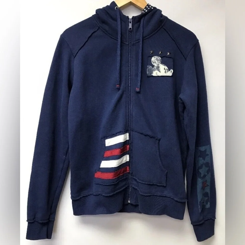 🖤❤️ Disneyland Resort Blue Zip Up Hoodie with Mickey Mouse Design, size XXL