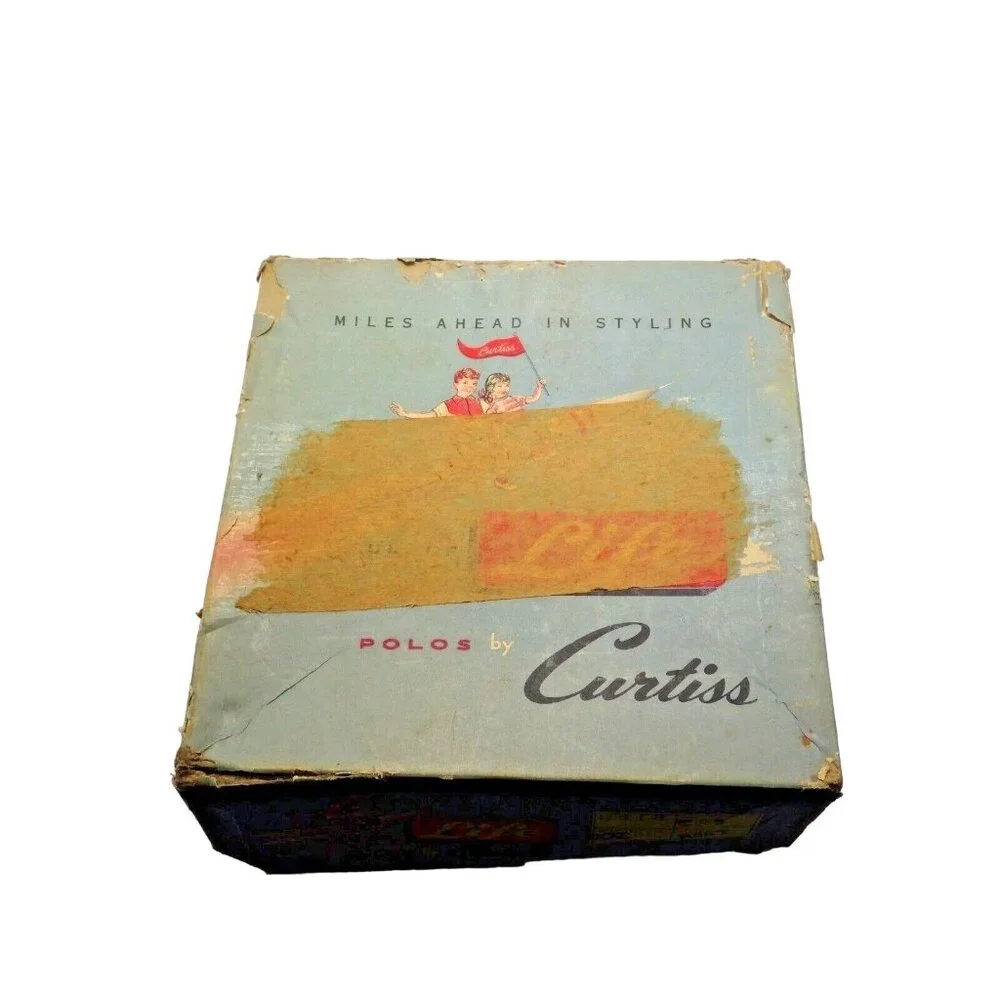 Polos by Curtiss Box Distressed Vintage Empty Rare Store Stage Prop 1950 MCM