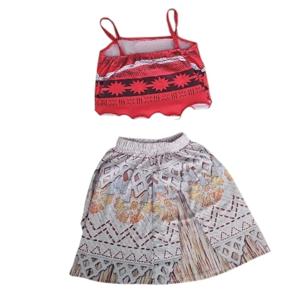 Disney Moana Girls 2PC Outfit Crop Top Skirt Costume Polynesian Size 3T 4T