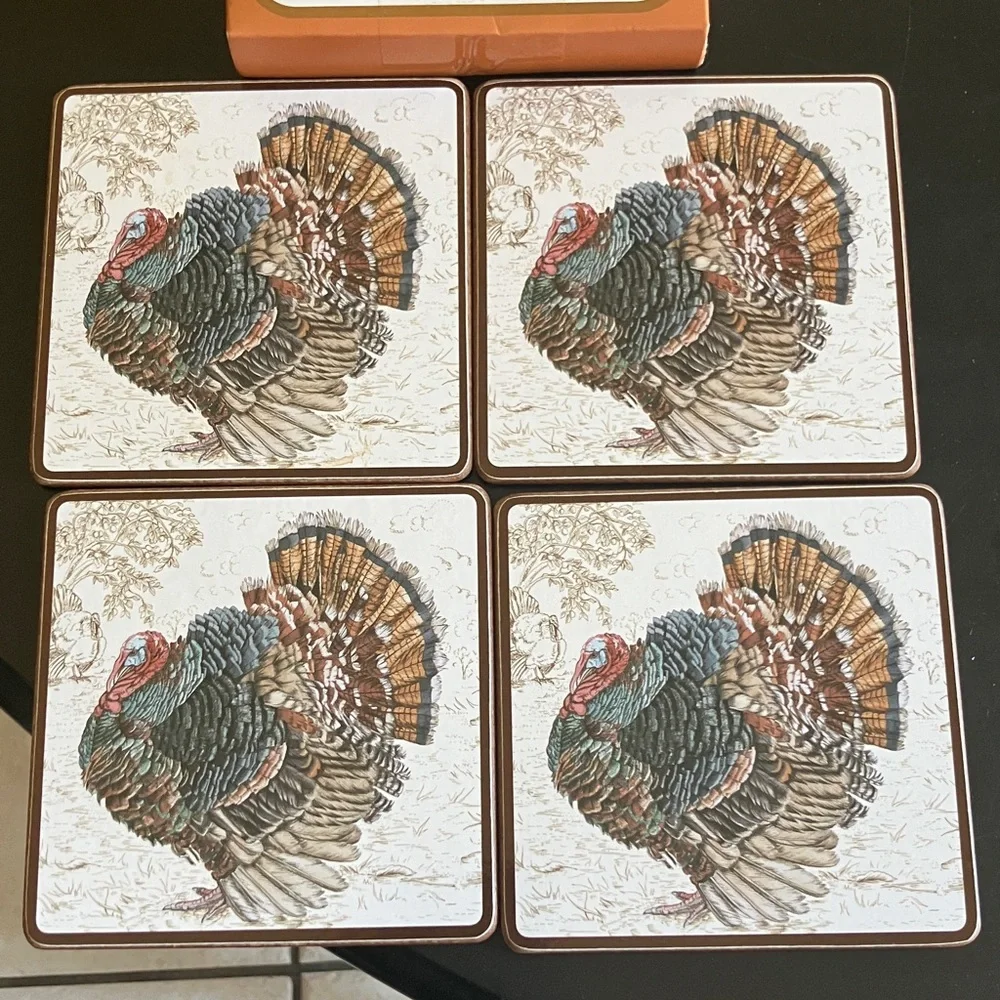 Williams Sonoma Multicolor Turkey Coasters