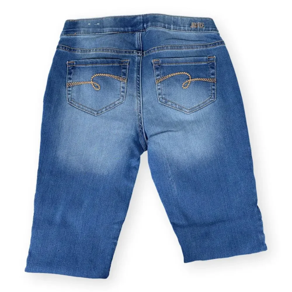 Justice Girls Medium Wash Distressed Jeggings 12