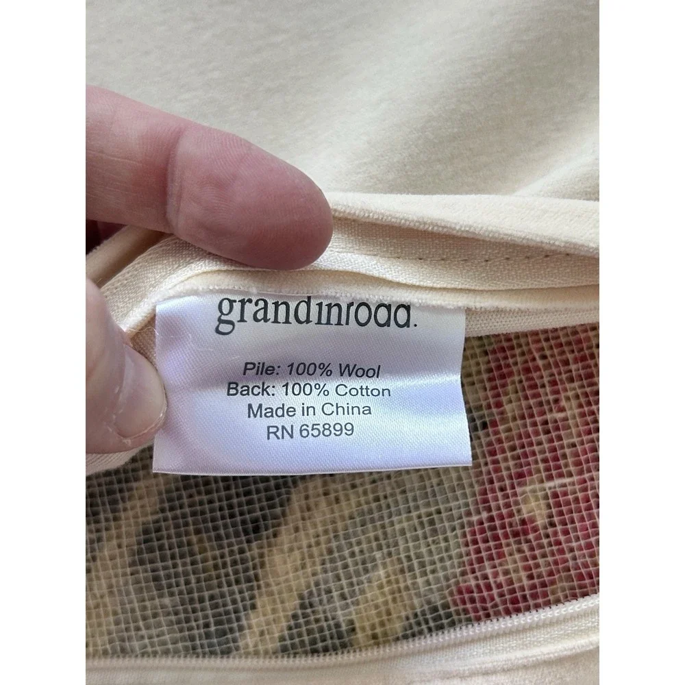 Grandin Road Hooked Wool Throw Pillow Cover Lot Christmas Elephant & Zebra 14x18