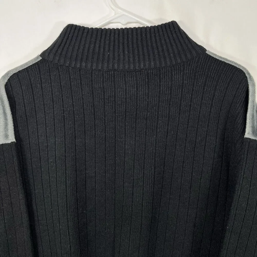 Dodeca Mock Neck Sweater Mens XL Black Beige Geometric Acrylic VTG Y2K Hip Hop