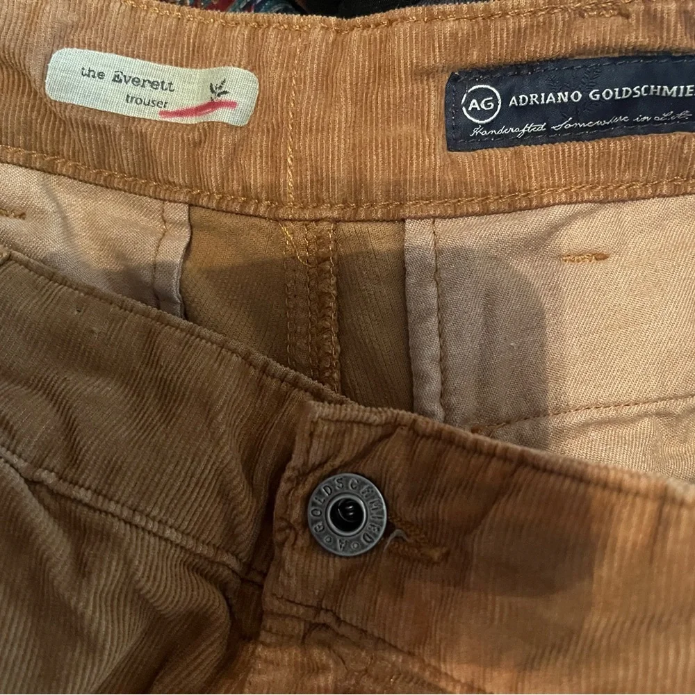 Ag Adriano Goldschmied Men’s Camel Brown Corduory Trousers Size 29R