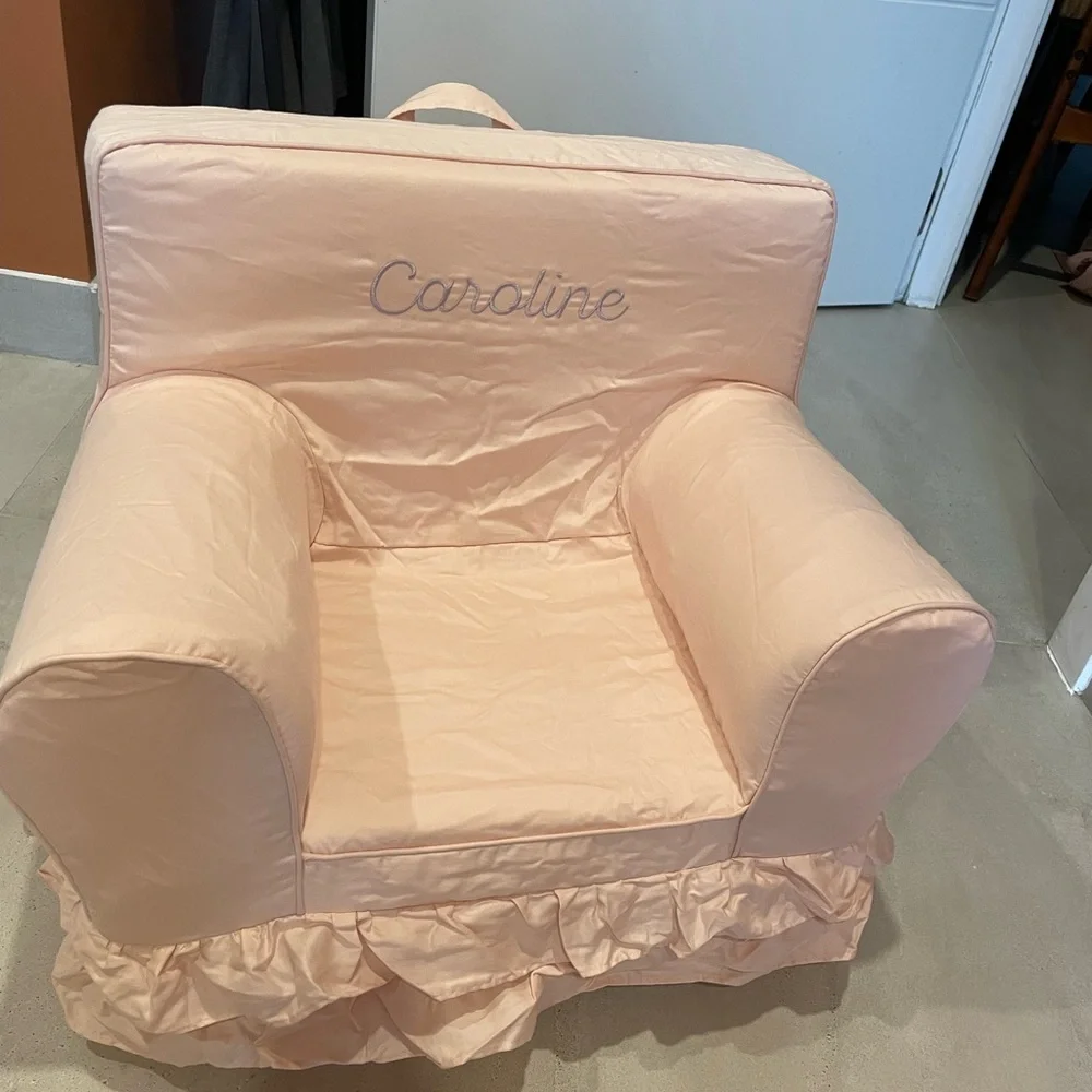 Pottery Barn Kids Anywhere Chair®, Dusty Blush Ruffle SLIPCOVER ONLY