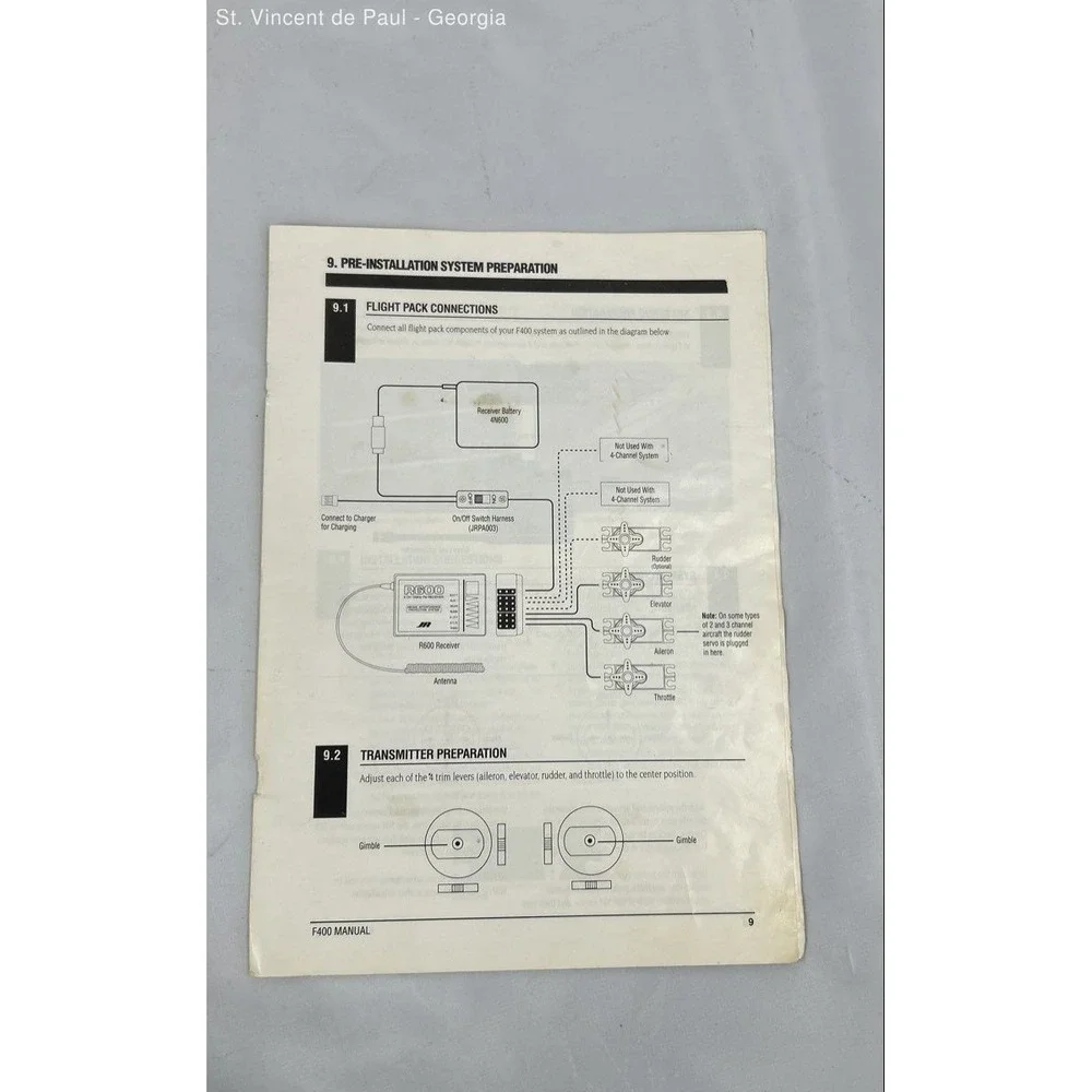 Jr Propo F400 Transmitter 75mhz Fm With R600 Receiver 4 Channel Parts Or Repair