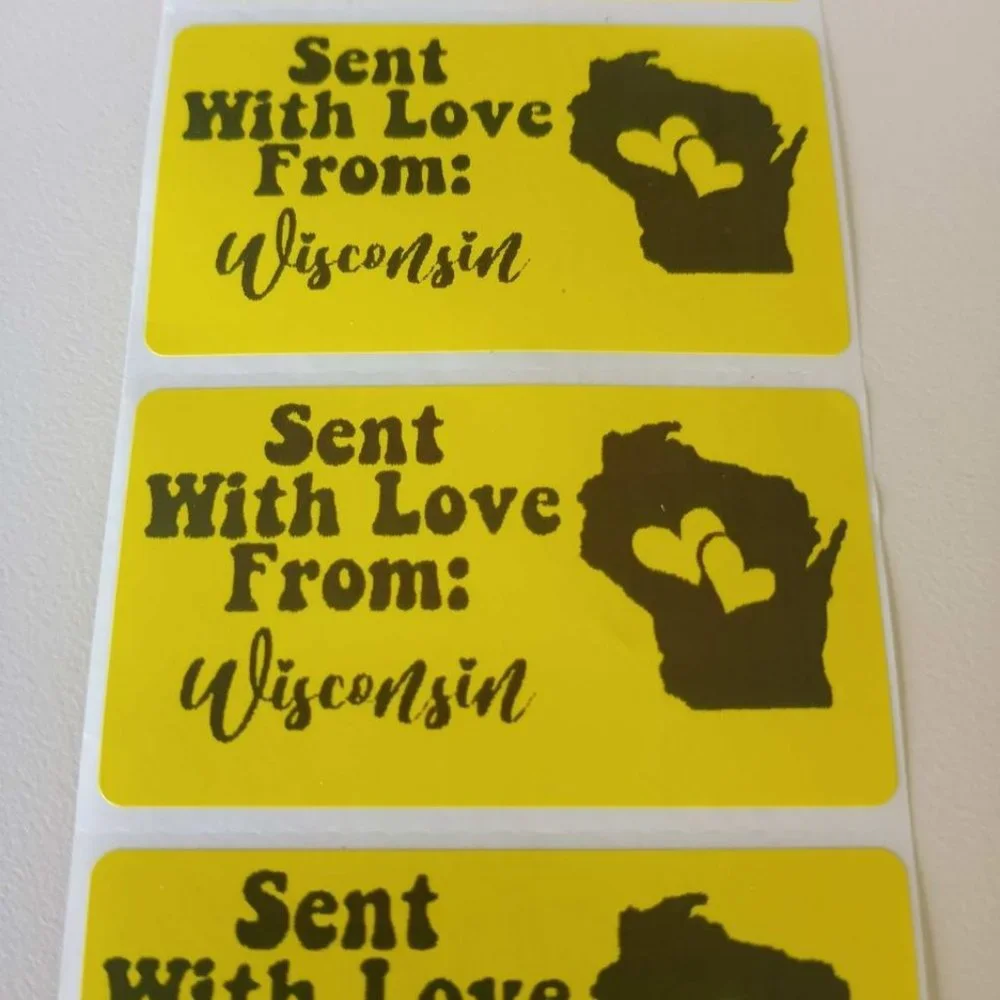 💙100 Wisconsin- Shipping Labels Thermal Packaging Stickers 2.25