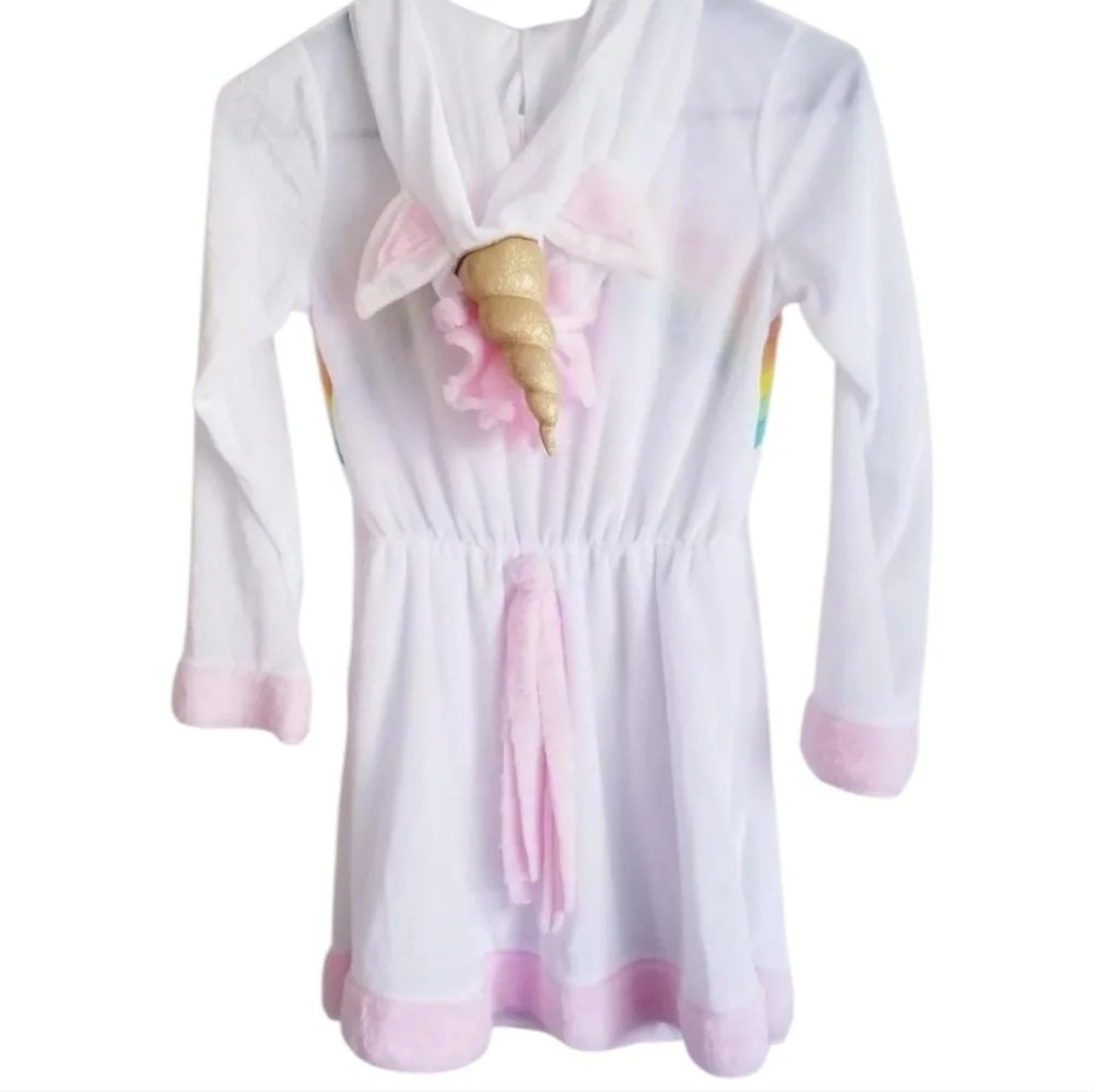 UNICORN Hooded velour dress and Boot covers Girls M 8/10 GIRLS New