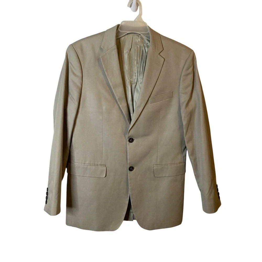 Banana Republic Mens Linen Cotton Blazer Tailored Fit 40 Reg Tan Beige Summer