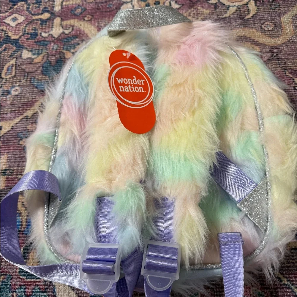 Wonder Nation Kids Sparkly Rainbow Unicorn Backpack - Pastel Glitter new tags