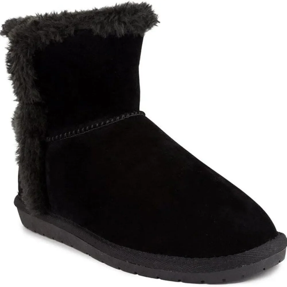 Sugar Poppy Black Faux Suede Ankle Boots Size 7 M