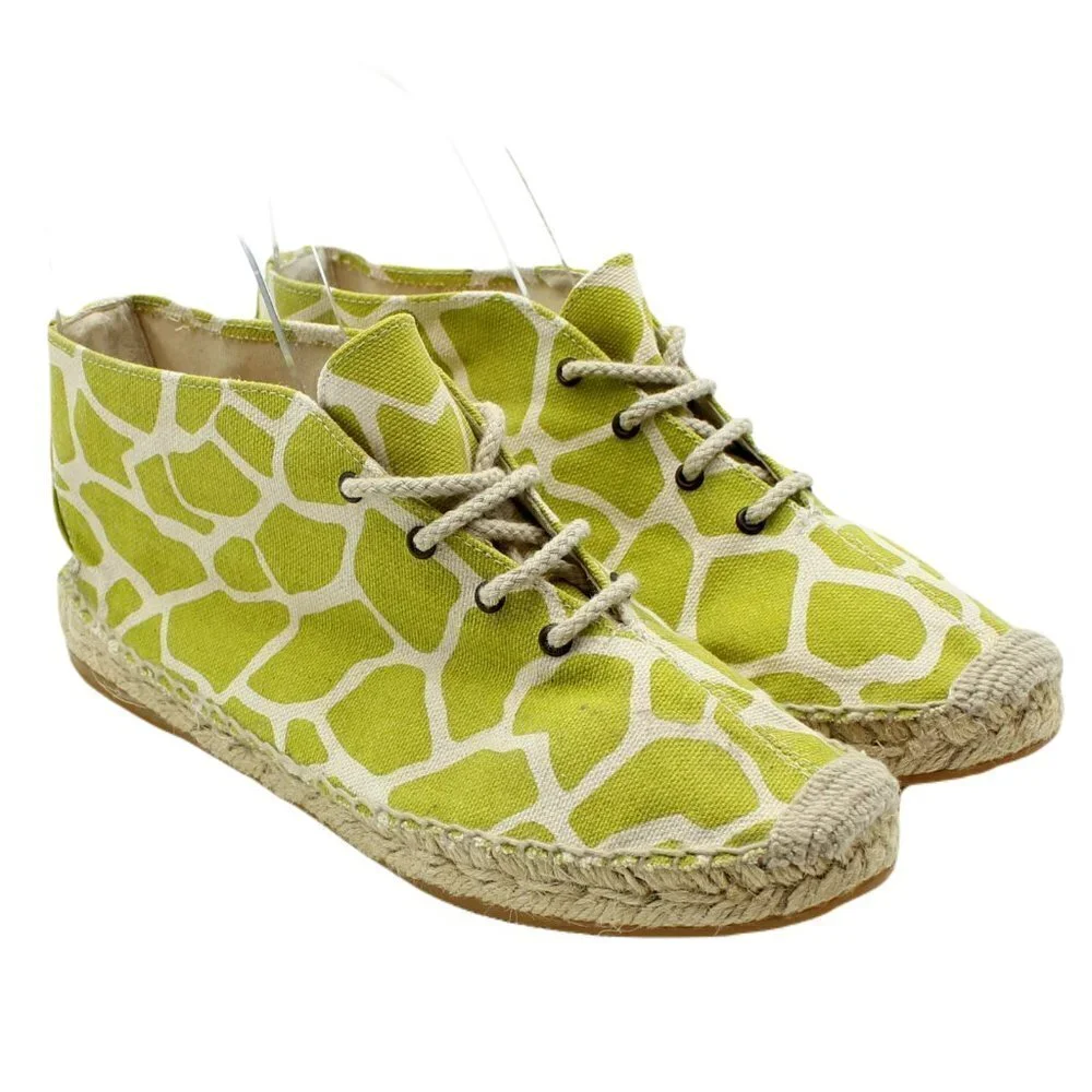 Bettye Muller Lime Green Animal Print Espadrille Shoes