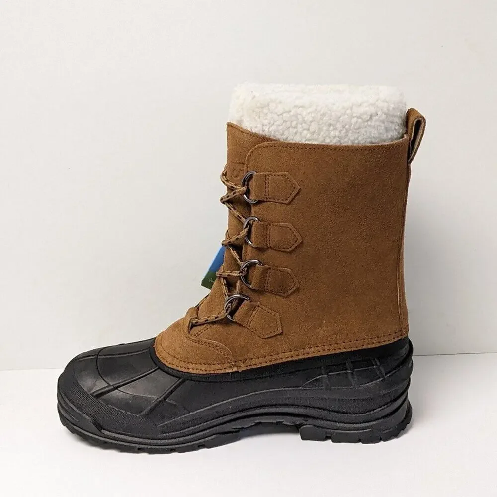8 Fans Waterproof Insulated Snow Boots, Brown Suede, Men's 9 M