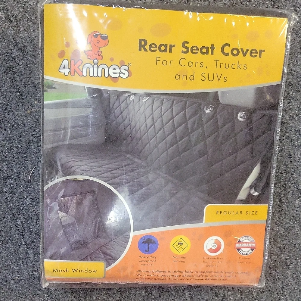Black Rear Seat Cover for Cars, Trucks, and SUVs