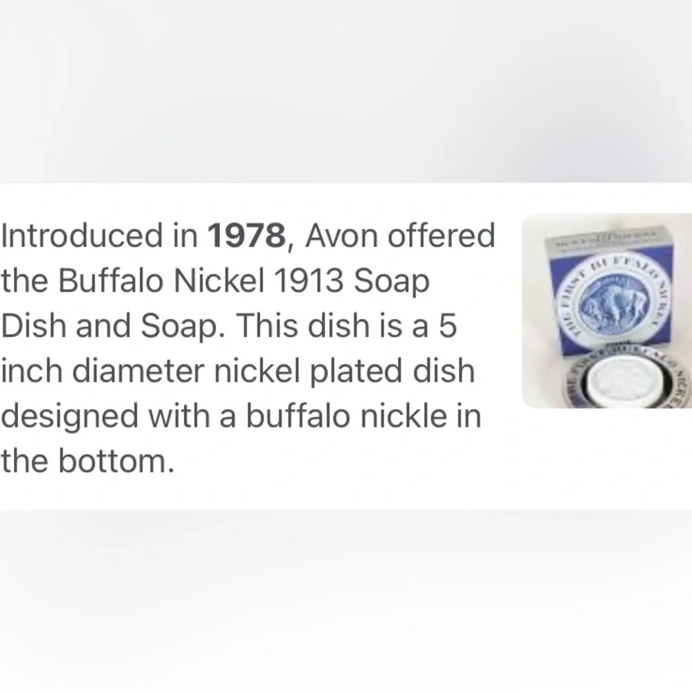 Vintage 1978 Avon The First Buffalo Nickel -Nickel Plated Soap Dish & Soap