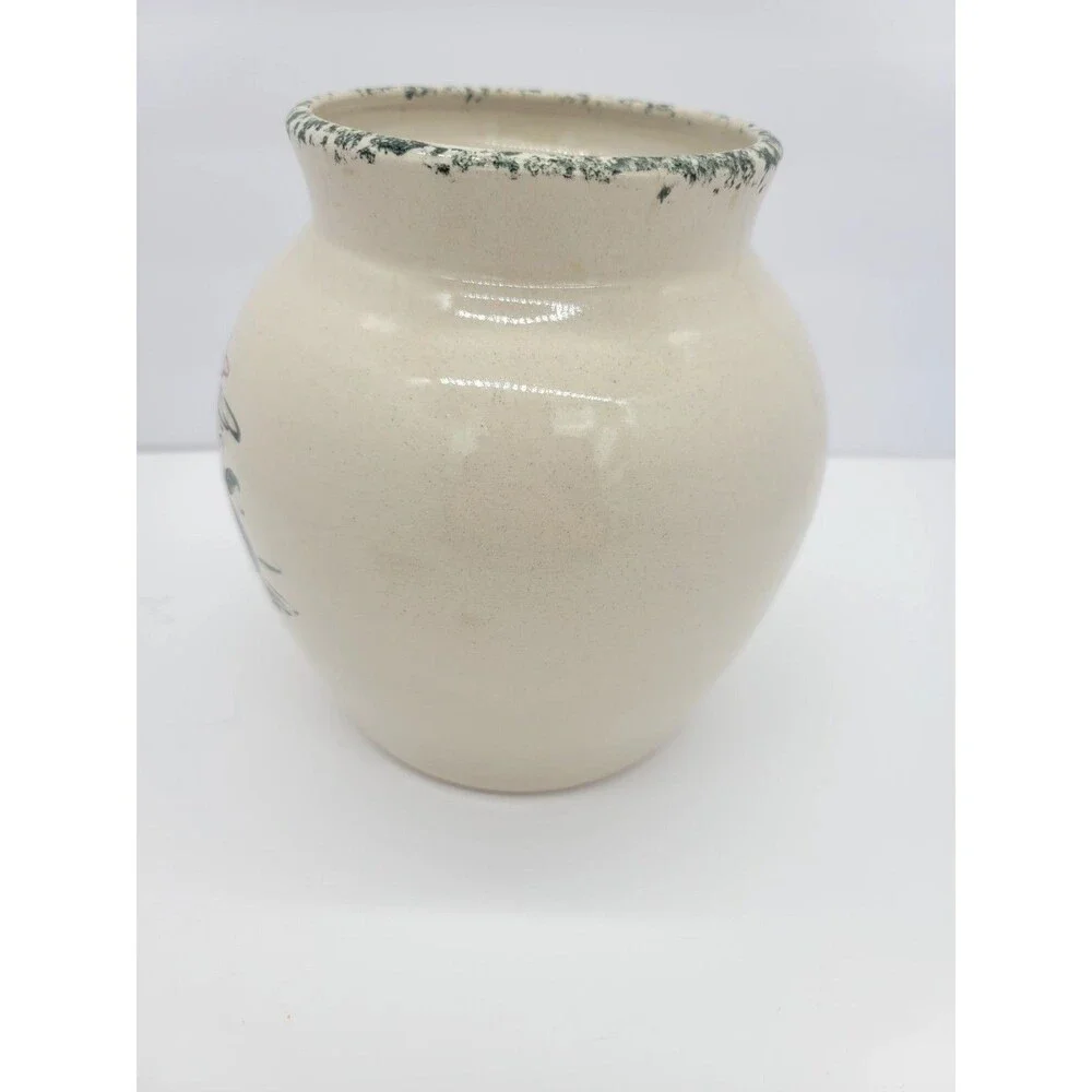 Vintage Casey Pottery Cookie Jar/ Canister Dark Red Apples Stoneware Handmade 7