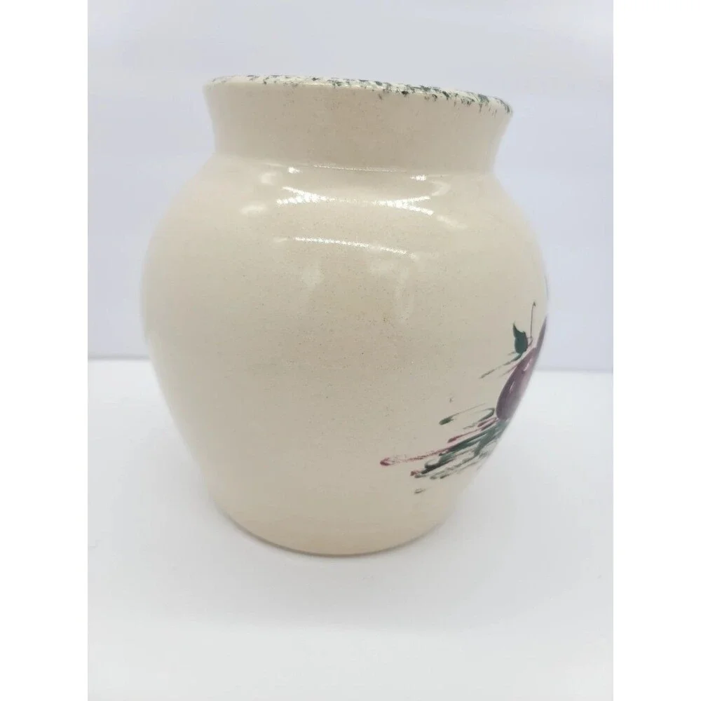 Vintage Casey Pottery Cookie Jar/ Canister Dark Red Apples Stoneware Handmade 7