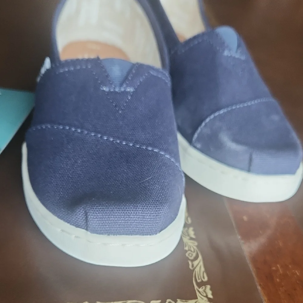 TOMS Women's Canvas Slip-On Moccasins — Navy Blue