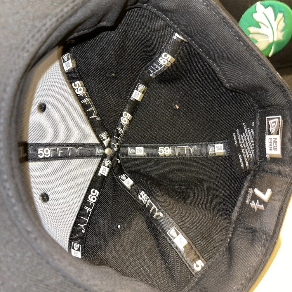 5 New Era Fitted Hat 59Fifty Size 7 1/2 & 71/4  custom promo Black Leaf Hats
