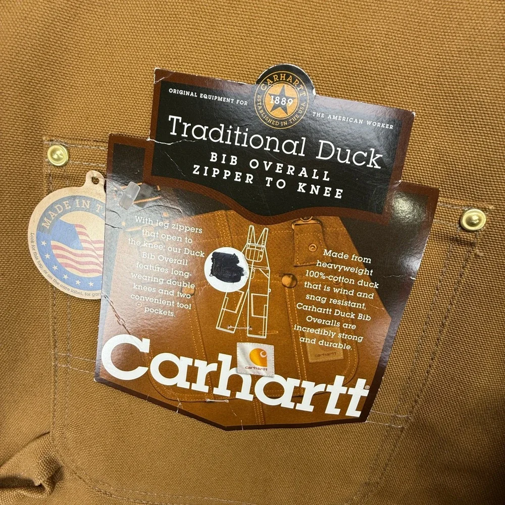 Carhartt Traditional Duck Bib Overalls Mens 36x30 R05 BRN Brown USA NWT NOS