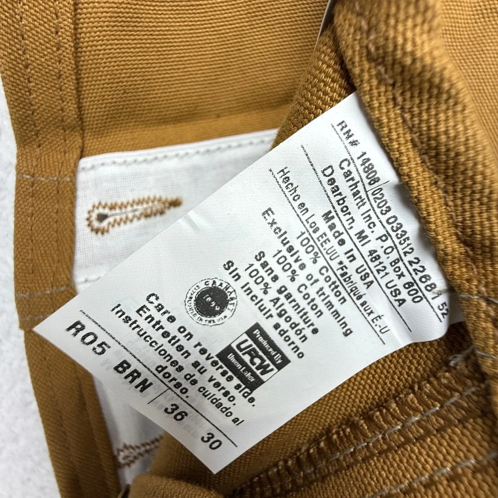 Carhartt Traditional Duck Bib Overalls Mens 36x30 R05 BRN Brown USA NWT NOS