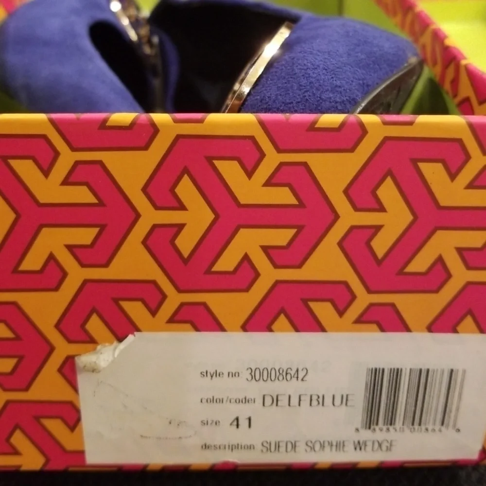 💕TORY BURCH💕 Sophie Wedge Pumps in Blue Suede EU 41