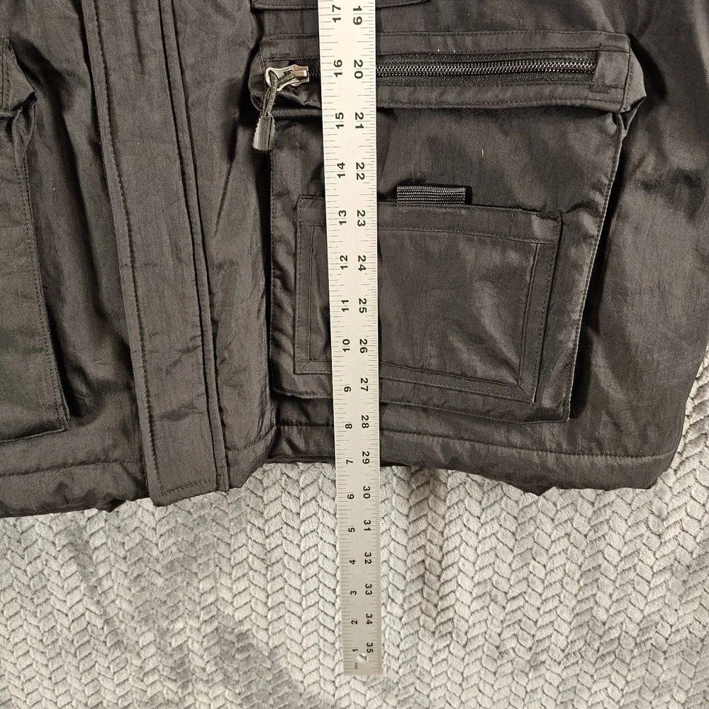 Vintage GAP Vest Mens XXL Black Fleece Lined Utility‎ Multi Pocket Full Zip