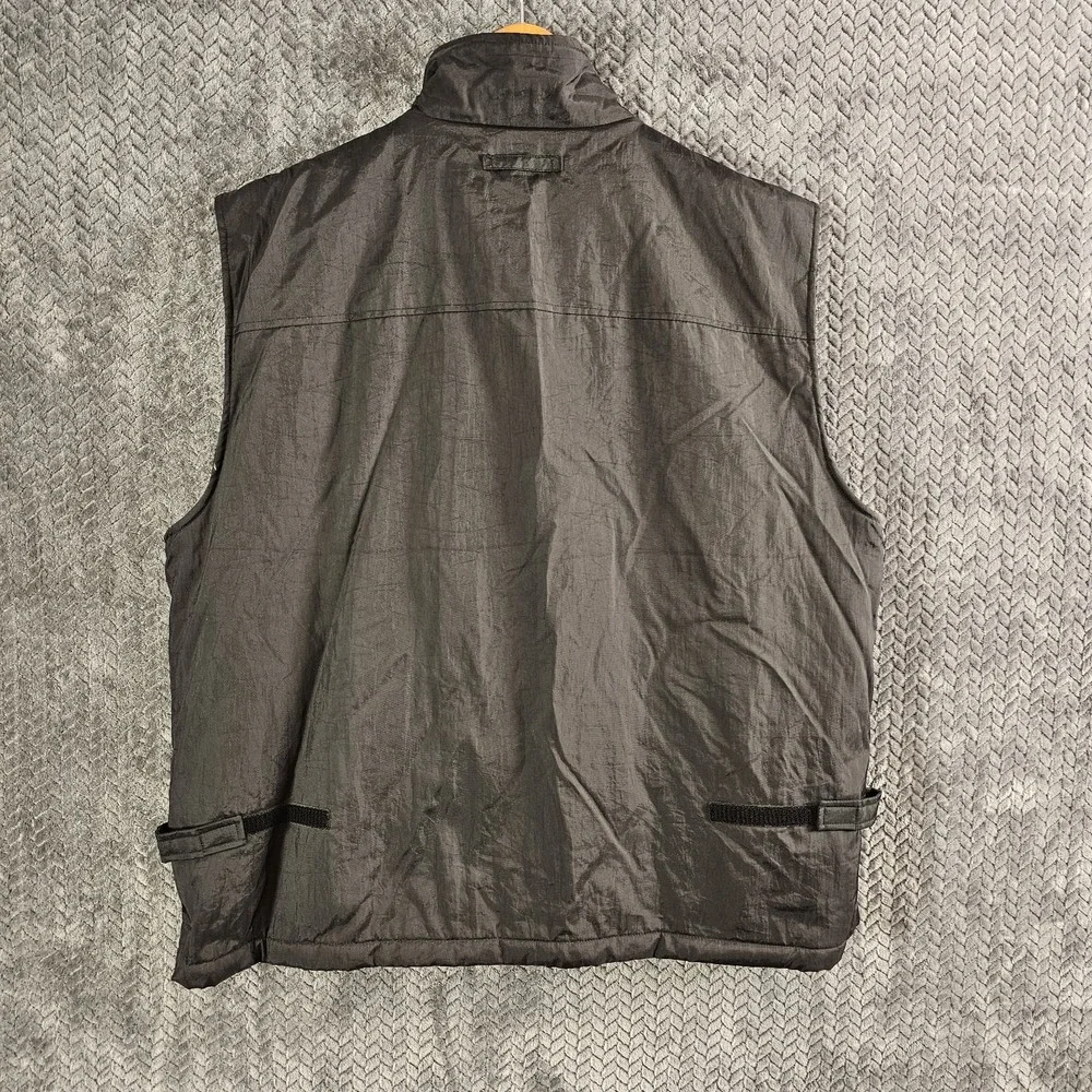 Vintage GAP Vest Mens XXL Black Fleece Lined Utility‎ Multi Pocket Full Zip