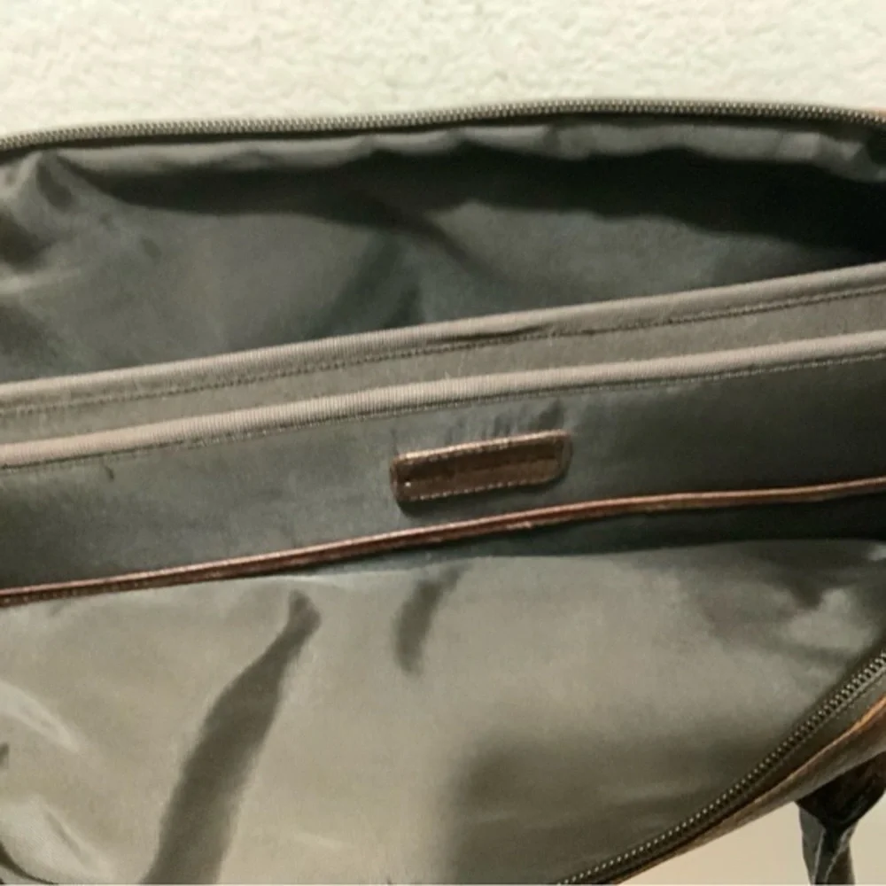 Polo Ralph Lauren Leather And Olive Green Canvas Laptop Messenger Bag