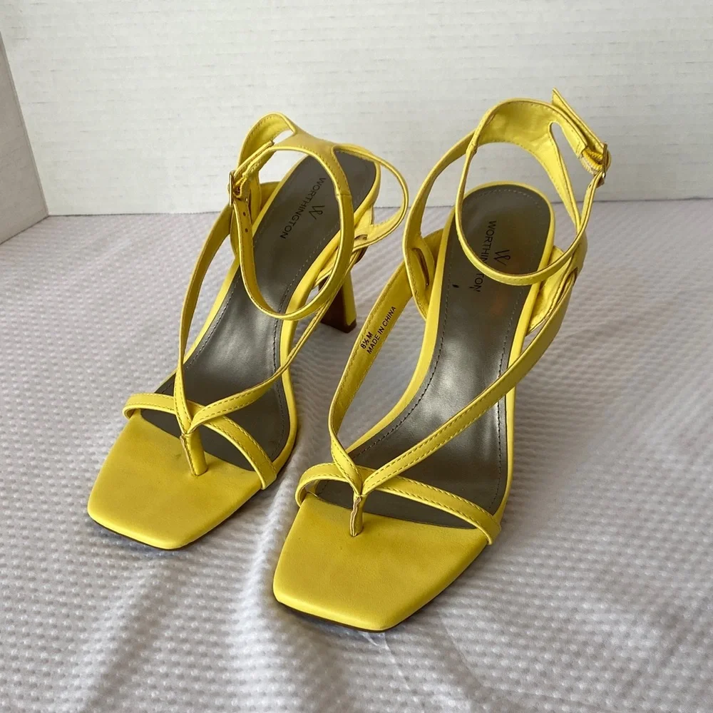 Worthington Yellow Strappy Heels Size 8.5M
