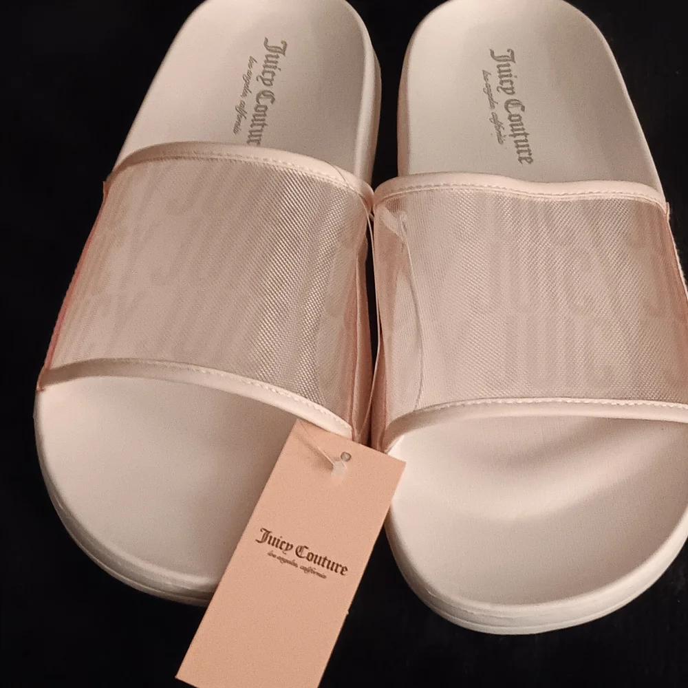 Juicy Couture Blush Pink Mesh Slide Sandals Women's Size 8M