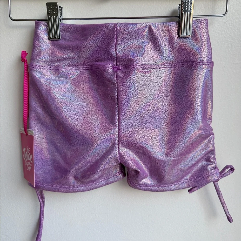 GIRL'S SIZE 5-6 JUSTICE ALL OVER FOIL DANCE & GYMNASTICS SHORTS Purple New