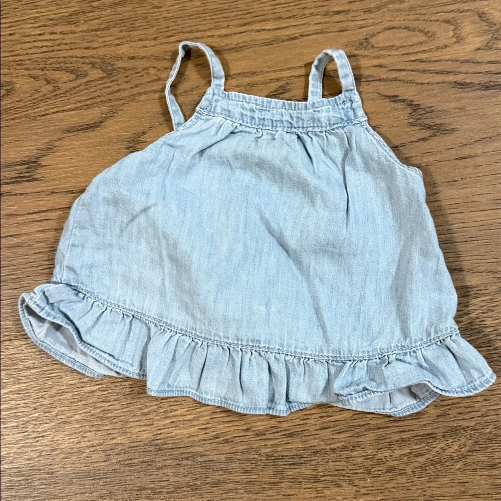 Gap Light Blue denim Ruffled baby Outfit - 6-12m