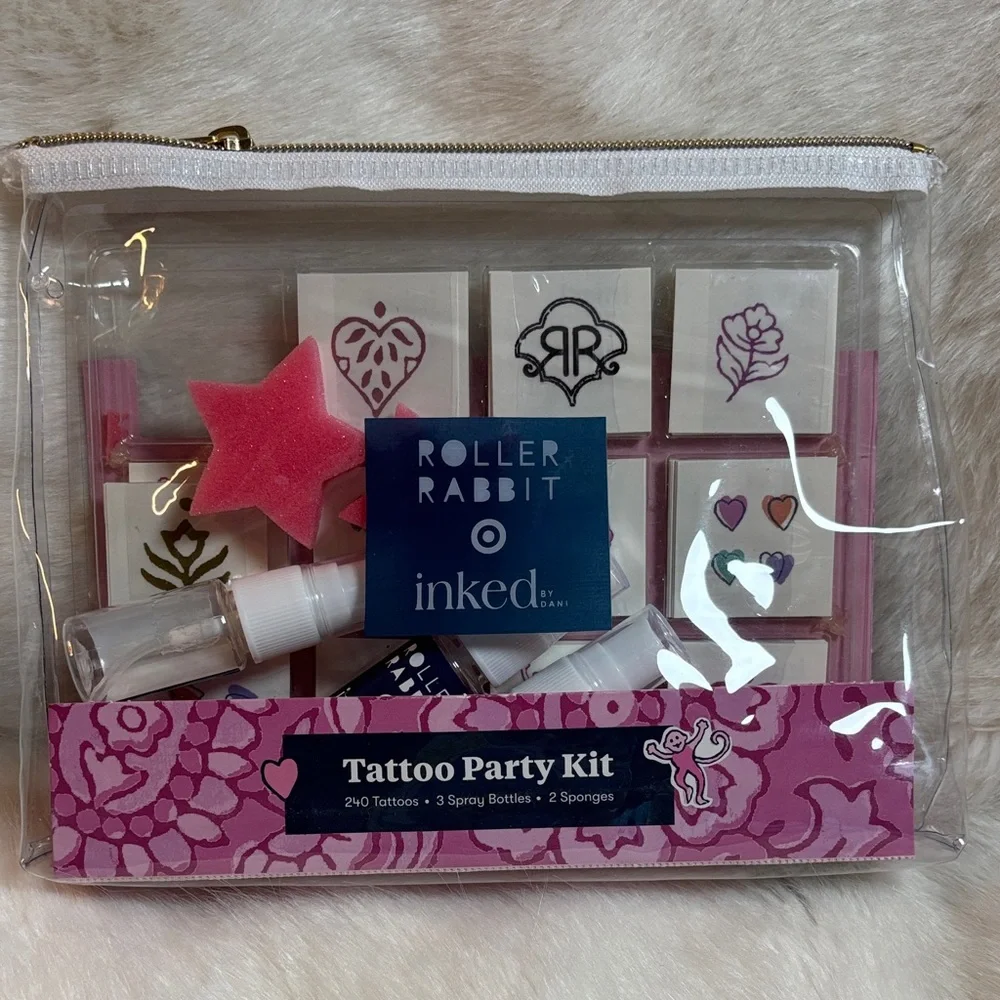 Roller Rabbit Inked Tattoo Party Kit - Pink and White