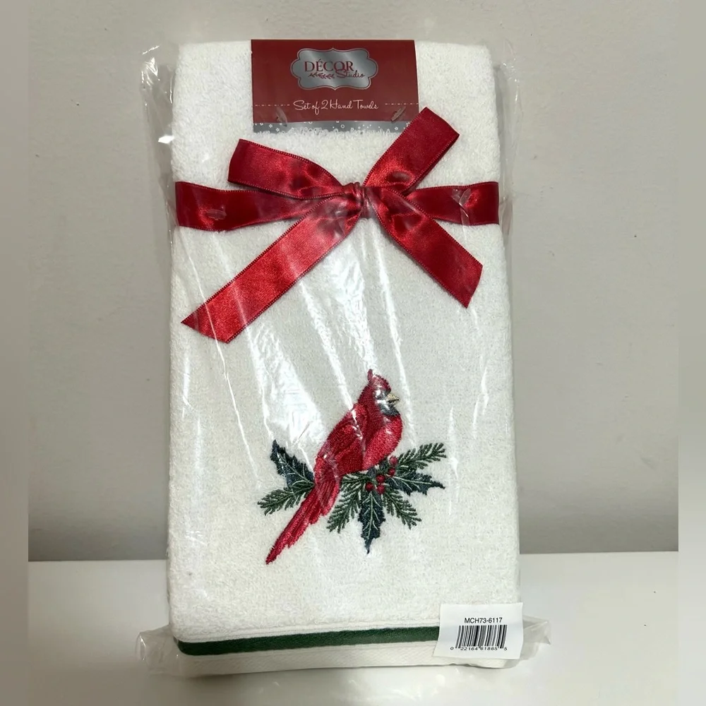Holiday Cardinal Turkish Cotton Hand‎ Towel, set of 2