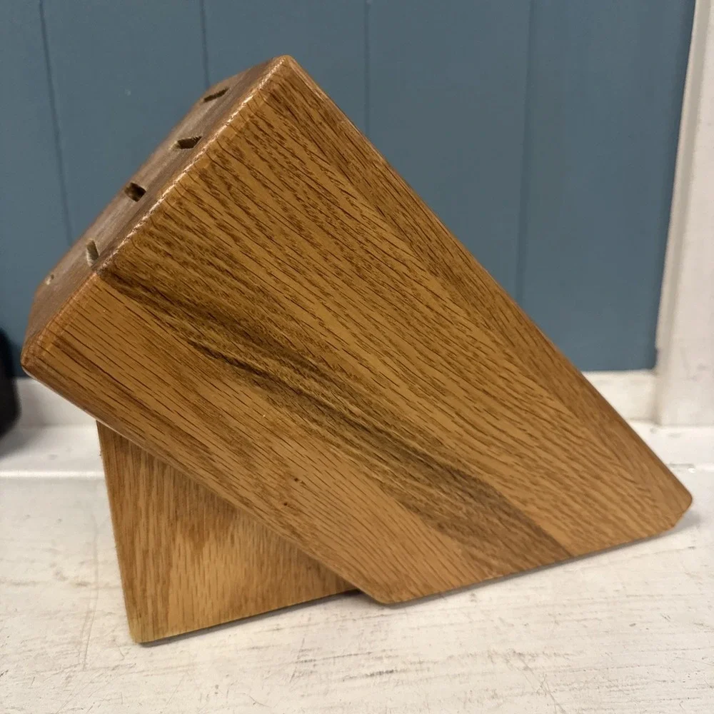 Cutco Gourmet Solid Wood Honey Oak 5 Slot Knife‎ Block 1749 Storage Holder Only