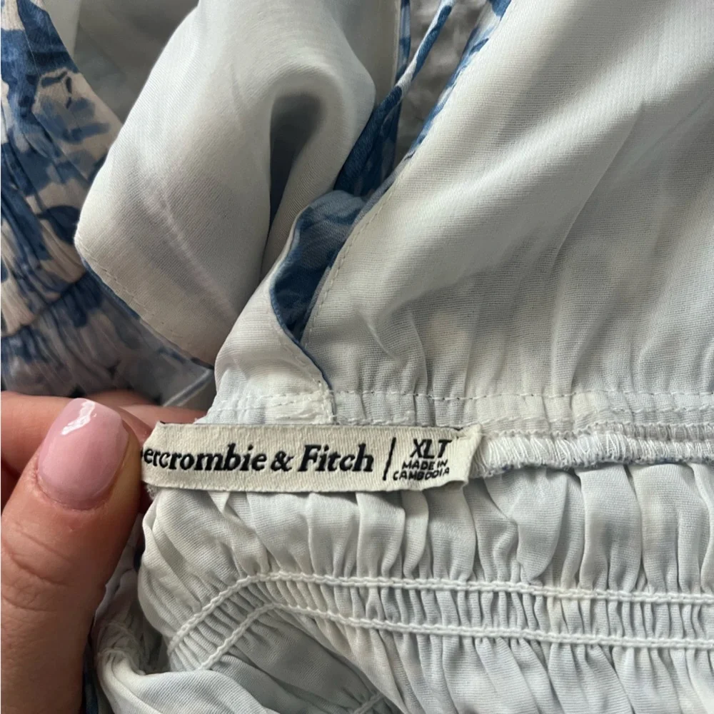 Abercrombie Crinkle Textured Smocked Waist Maxi Dress Size XL Tall