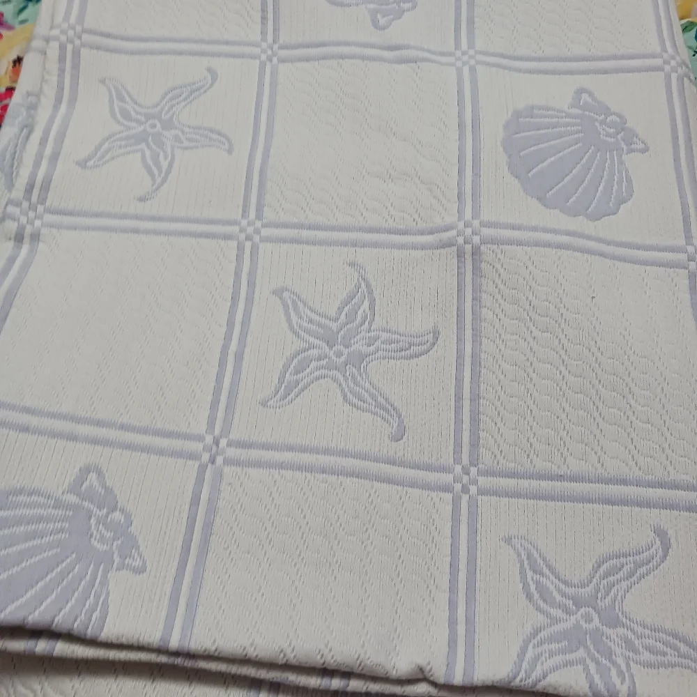Quilt Bedding Shams Cream Blue Ocean Seashells Queen Bay Colony