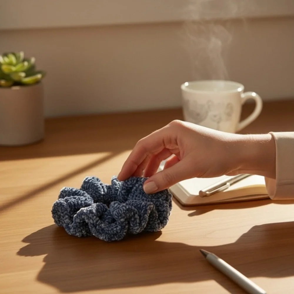 Chic Blue & White Hair Scrunchie