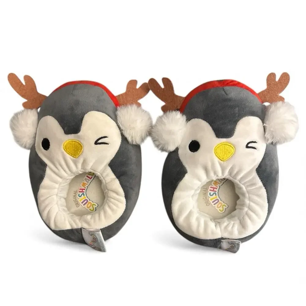Squishmallows KellyToy Christmas Reindeer Penguin Slippers Kids Size 11/12