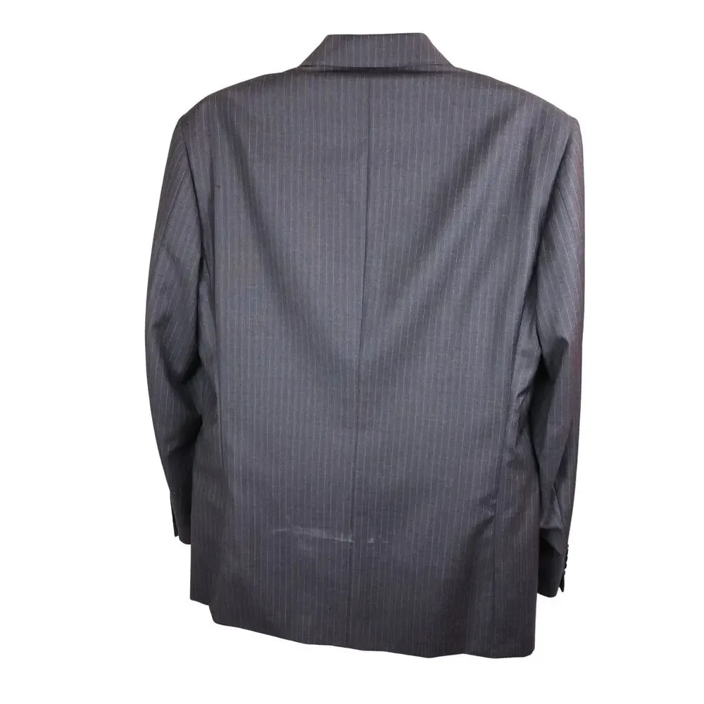 Canali Charcoal grey pinstripe pure wool mens suit jacket 52