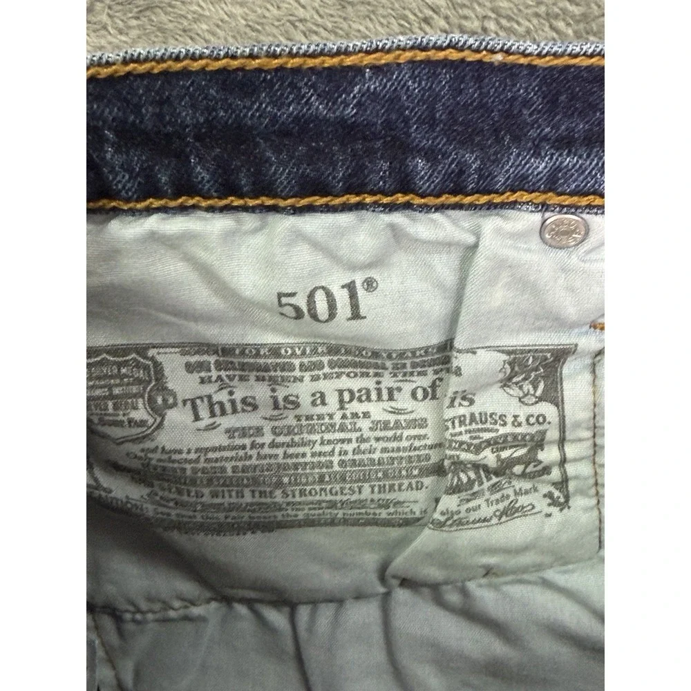 Levis 501XX Shorts Womens 28 Blue Denim Button Fly Distressed Frayed Hem