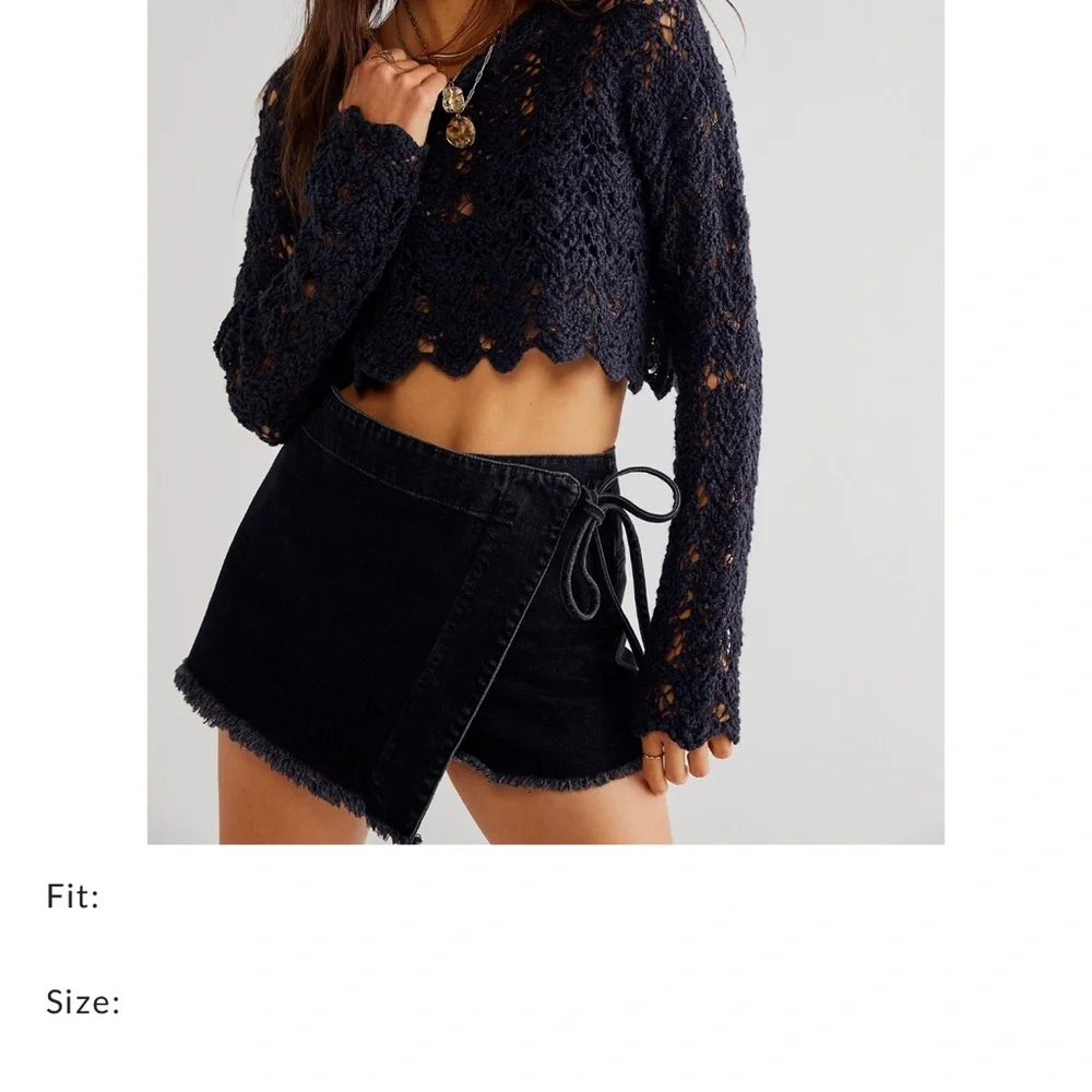 Free People Navy Crochet Crop Top