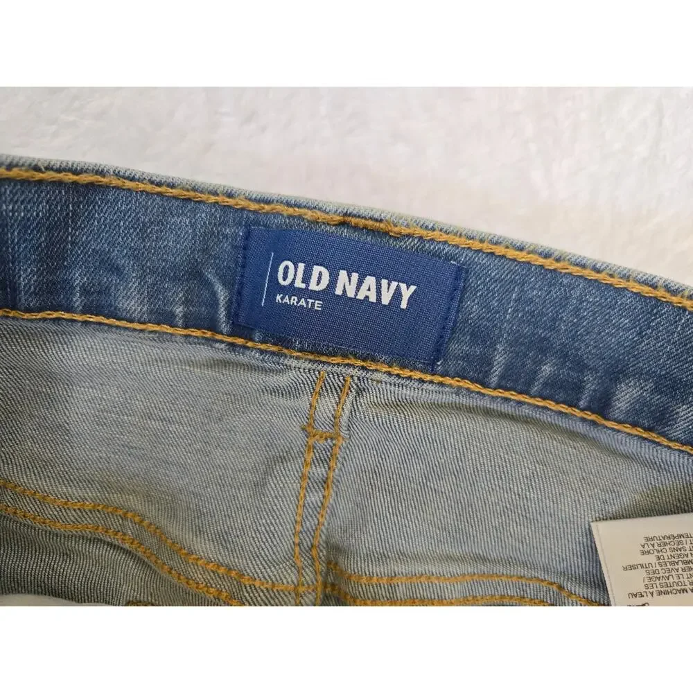 Old Navy Karate Jeans Boys 12 Blue Stretch Denim Adjustable Waist NWOT