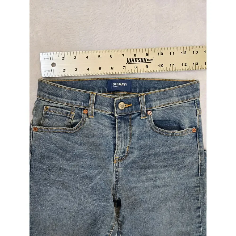 Old Navy Karate Jeans Boys 12 Blue Stretch Denim Adjustable Waist NWOT