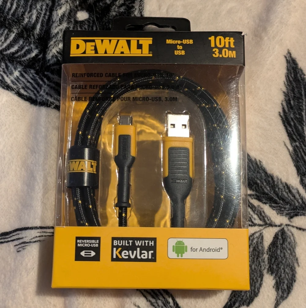DeWalt 10ft Micro-USB to USB Cable - Black and Yellow