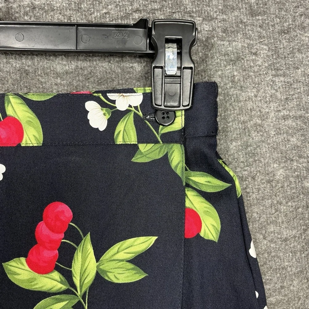 Vintage Briggs Skort Skirt Black Cherry Floral Size 8 Cotton Stretch High Rise